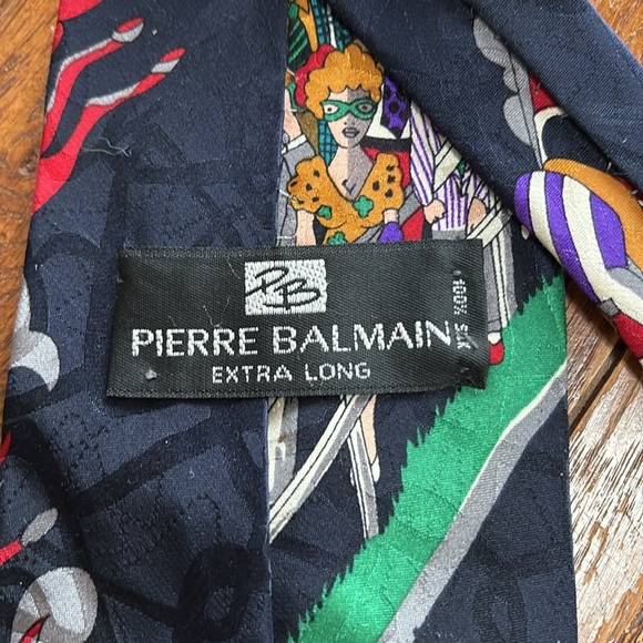 Balmain Pierre Balmain 100% Silk Tie Extra Long Racetrack Horse Racing Vintage - Picture 6 of 10